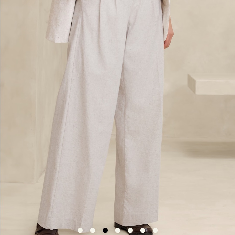 Banana Republic Linen-Blend Wide-Leg Pleated Trouser